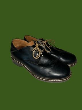 OluKai Walino Black Leather Derby Oxfords Cap Toe Men’s Size 9.5 Academia Prep